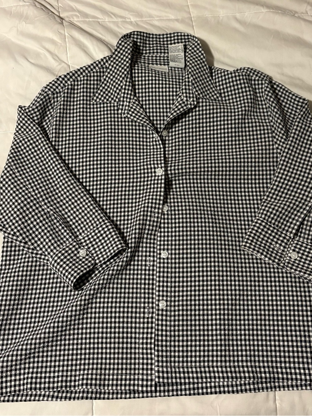 White Stag Black and White Gingham Button-Down Shirt